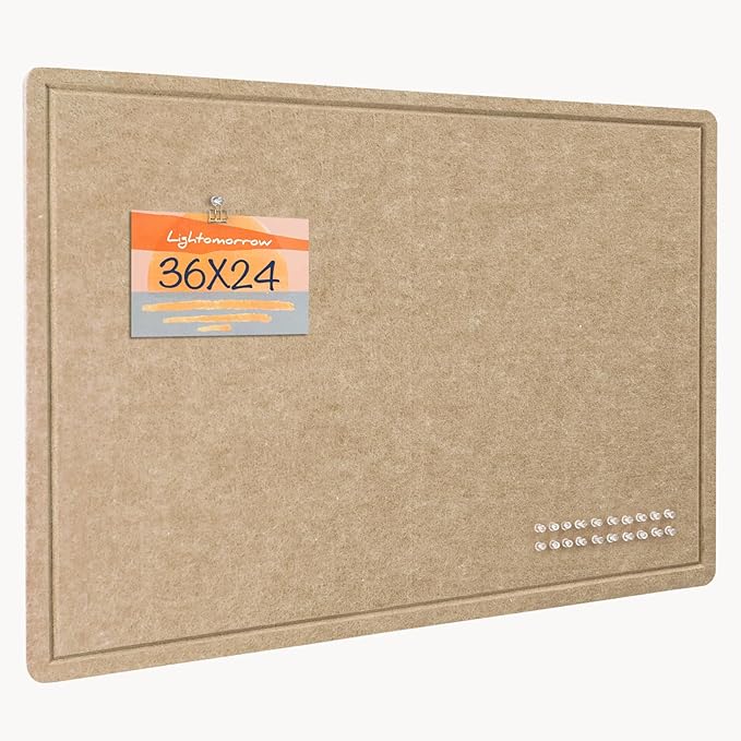 Bulletin Board, 36 x 24 inches Felt Board - Decorative Pin Board, Cork Board Alternative for Wall, 3' x 2' Foldable Picture Board Self-Adhesive Vision Board with 20 Pushpins - Desert Brown