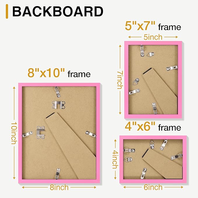 decorUhome Picture Frames Collage Wall Decor for Photo Gallery Display, Assorted Picture Frames set of 10 Including Two 8x10 / Four 5x7 / Four 4x6 for Family Wall Decor, Pink, 10 Pack