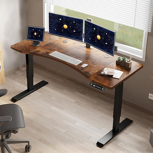 55 Inch Computer Desk, Large Office Desk for Home Office, Modern Writing Table with Sturdy Metal Frame