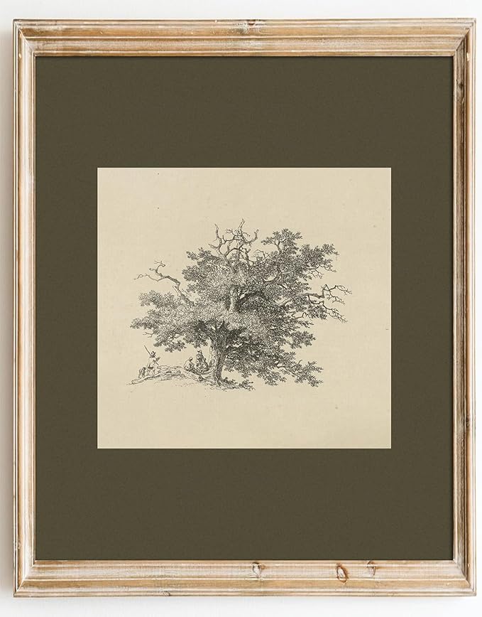 Kizbok Vintage Wall Art Prints, Farmhouse Tree Sketch Landscape Painting Prints for Wall Decor, Antique Whimsical Woodland Scene Nature Forest Art Pictures for Bedroom, Rustic Neutral Vintage Siege Green Artwork Poster for Bathroom Bedroom Gallery Home...