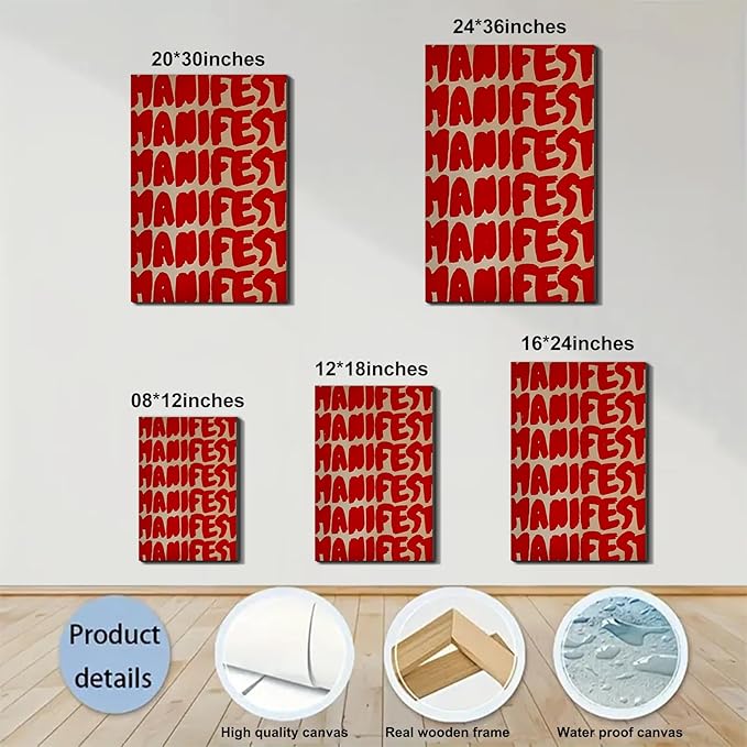Home Wall Decor Inspirational Framed Canvas Wall Art Motivational Quotes for Office Bedroom Living Room Gym Dorm Man Cave Made in USA