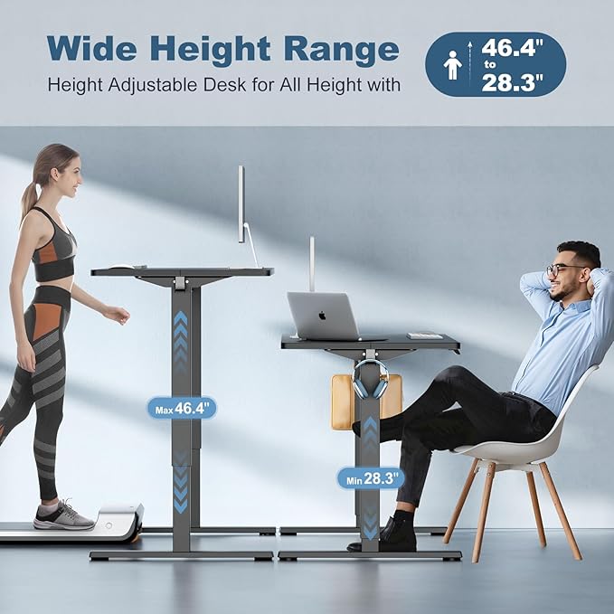 DUMOS 63 Inch Electric Standing Desk Height Adjustable, Sit to Stand Computer Workstations Large Work PC Table Home Office Writing Gaming Desks with Memory Presets for Walking Pad, Bedroom, Black
