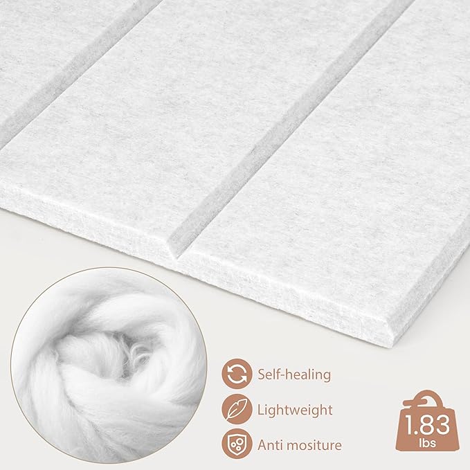 Bulletin Board, 24 x 18 inches Felt Board Decorative Pin Board, 4' x 3' Cork Board Alternative for Wall, Foldable Photo Board with 20 Pushpins - White Stripes