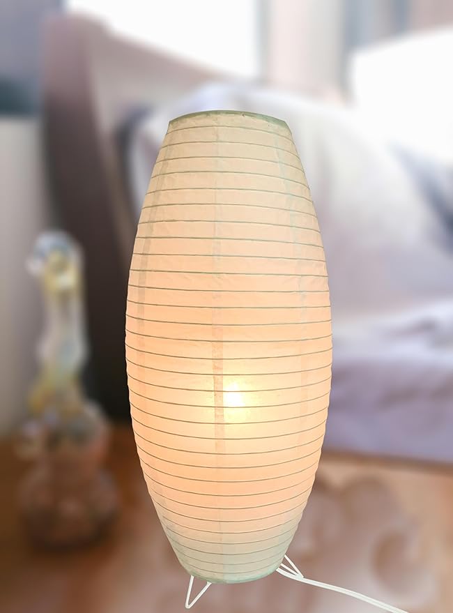 Paper Lamp Desk Lantern Table Lamps Rice Paper Bedside Nightstand Portable Small Light for Living Room Bedroom (1, 19.2"x8.5"x8.5")