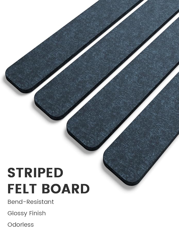 Fluxynara Cork Board Alternative Felt Strip Board 5-Pack 13"x2", Office Pin Board with 35 Push Pins, Adhesive Install for Bedroom Door & Home Office(Denim Blue)