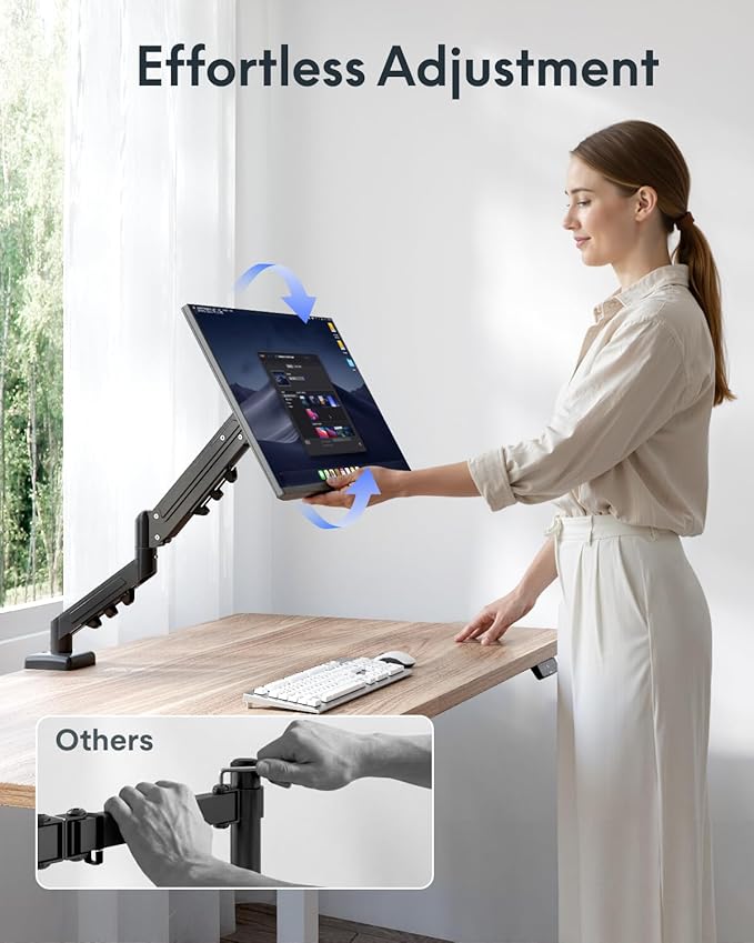 FLEXISPOT EN2 55''x28'' Standing Desk with Monitor Mount Bundle, 1" Thick One-Piece Desktop, Fully Adjustable Single Monitor Arm with Cable Management, Bundle for Home Office, Gaming & Study, Maple