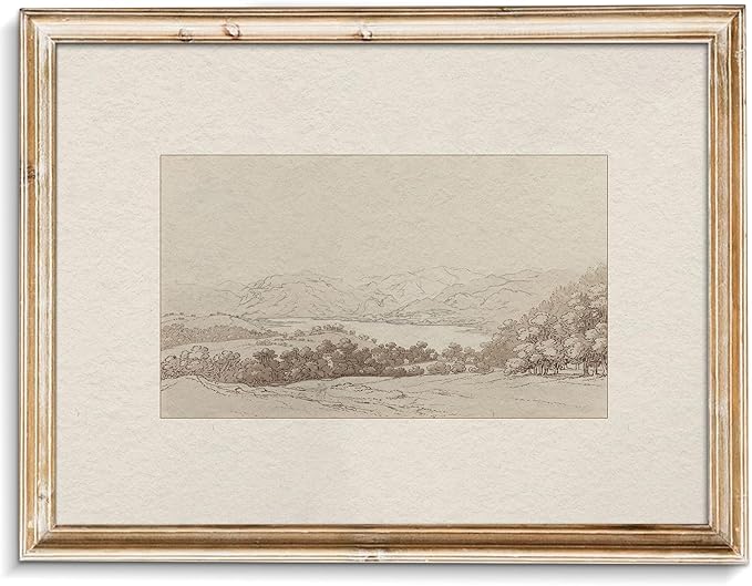 uniro Sketch Neutral Wall Art for Home Decor, Farmhouse Landscape Mountain Forest Sketch Drawing Wall Decor, Rustic Nature Canvas Prints Antique Moody Neutral Landscape Oil Painting Vintage Art Pictures for Bedroom Bathroom Decor( 8" x 10"-UNFRAMED)