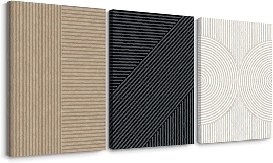 Modern Abstract Pictures Wall Art Boho Neutral Canvas Wall Art Minimalist Line Wall Decor Beige Black Brown Artwork Abstract Modern Painting Prints for Living Room Bedroom 24x36x3 Inch Wrapped Canvas