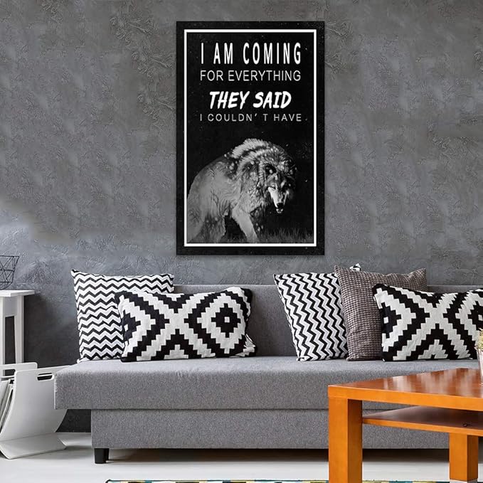 Yatsen Bridge Motivational Wall Art Inspirational Canvas Painting Wolf Pictures Modern Positive Entrepreneur Quotes Posters Prints Artwork Home Office Living Room Decor Framed Ready to Hang(28"Wx44"H)