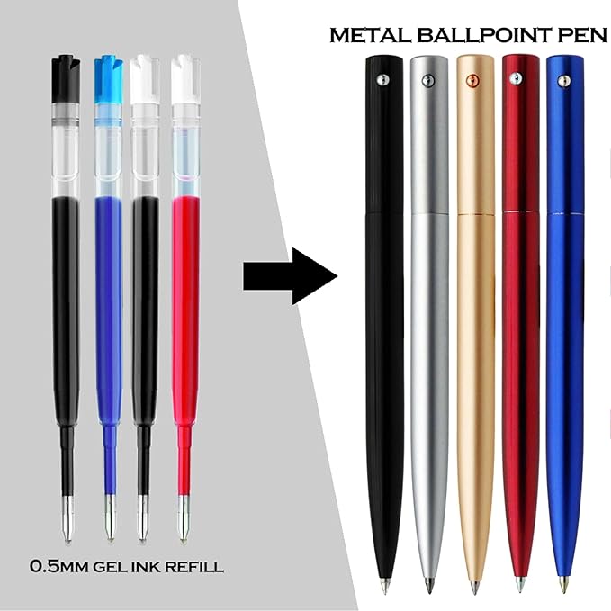 DunBong G2 Gel Ink Pen Refills, for Retractable Gel Pens, Gel Ink Rollerball Pens, 0.5mm Fine Point, Pack of 5 (Black)