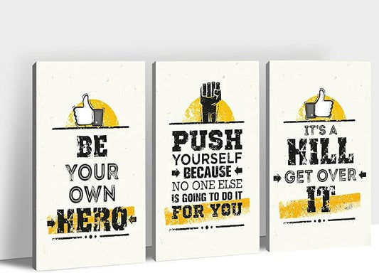 Office 3 Panel Motivational Wall Art - Inspirational Quotes Canvas for Home Decor, Positive Entrepreneur Words Poster Frame for Company 24"x36"x3Pcs