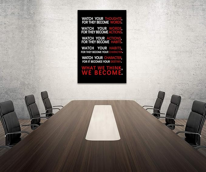 Yatsen Bridge Watch Your Thoughts Office Wall Art Decor Inspirational Motivational Canvas Pictures Artwork Home Classroom Decorations Framed Ready to Hang-28x44 inch
