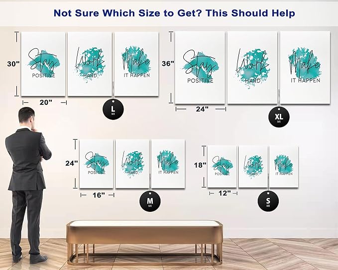 SHMAO Office Canvas Wall Art Motivational Wall Decor, 3 Piece Modern Canvas Print Pictures for Office Wall Decor Women Inspirational Framed Artwork Home Office Decor 24”x36”x3 Panels