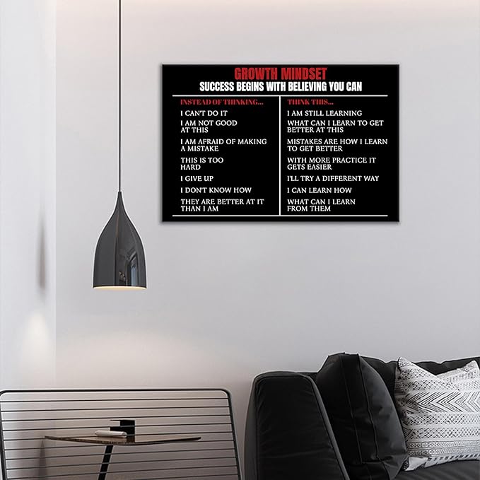 DINGFUN Motivational Wall Art Believing You Can Inspirational Poster Inspiring Canvas Painting Print Wall Picture Positive Artwork for Modern Home Bedroom Bathroom Decor Ready to Hang [12''W x 18''H]