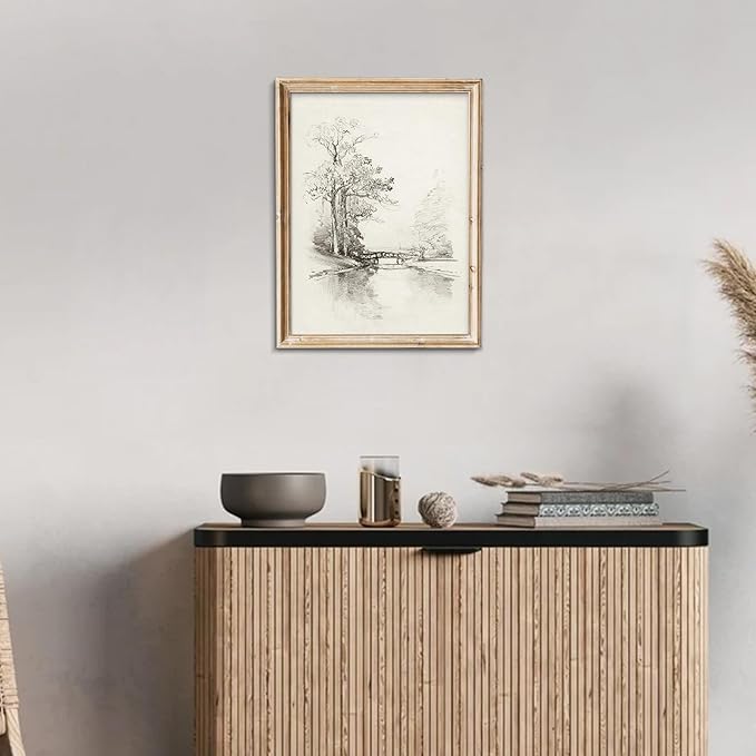 uniro Sketch Tree Canvas Wall Art Prints - Neutral Wall Art for Home Decor- Vintage Farmhouse Engrave Line Wall Art - Grey Neutral Sketch - Minimalist Mid Century French Country Room Decor (8" x 10"-UNFRAMED)