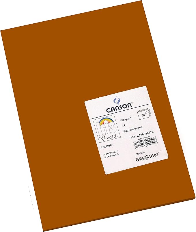 Canson Iris Vivaldi A4 185 GSM Smooth Colour Paper - Chocolate (Pack of 50 Sheets)