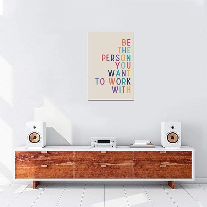 Office Teamwork Wall Art Motivational Success Pictures Wall Decor Inspirational Positive Quotes Canvas Painting Print Modern Artwork Decorations Framed for Home Bathroom Living Room Bedroom 16x24 inch