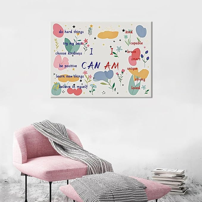 Motivational Poster Print Canvas Wall Art Inspirational Pink Wall Decor Positive Entrepreneur Quotes Picture Painting Artwork for Home Bedroom Office Workplace Girls Room Ready to Hang [18''Hx24''W]