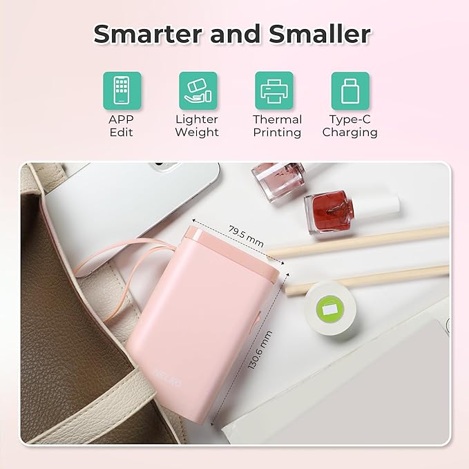 Nelko Label Maker Machine with Tape, P21 Bluetooth Label Printer with 3 Tapes & Case, Wireless Mini Label Makers with Multiple Templates Icon Font Custom for School Office Home, Pink