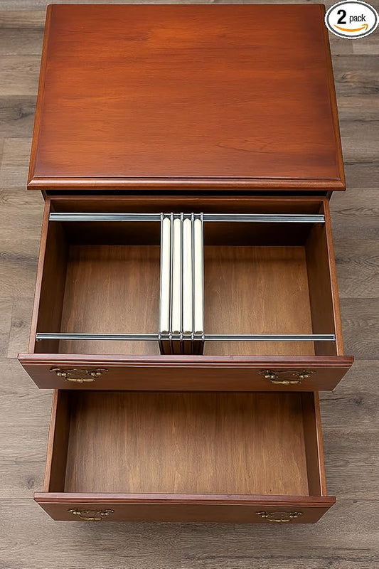 Adjustable Universal File Bar with Clips – Fits Metal or Wood File Cabinets – Heavy-Duty Hanging Rail Set with Mounting Hardware