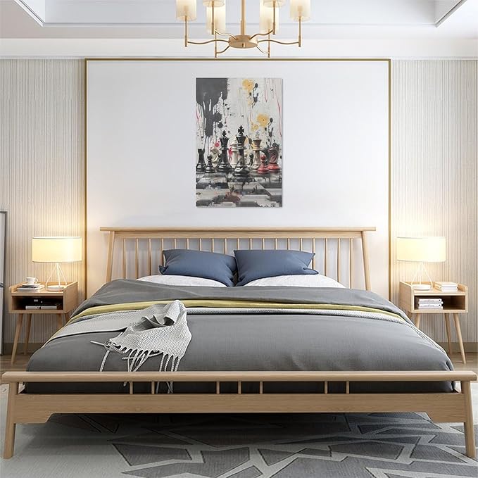 Chess Wall Art Intelligence Game Room Pictures Wall Decor Graffiti Chess Challenge Canvas Painting Print Home Modern Artwork Decorations Framed for Bathroom Living Room Bedroom Office 16 x 24 inch