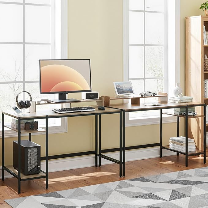 47-inch Computer Desk with Storage Shelf - Gray Ideal Gaming Desk for Bedrooms, Small Spaces, and Home Offices Modern Writing Desk for PCs.
