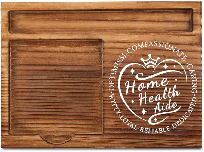 THRXOBN Desk Organizer for Home Health Aides & Healthcare Workers - Natural Wood with Slots for Notes, Pens, and Small Office Supplies – Practical & Stylish Workspace Solution,WSH26