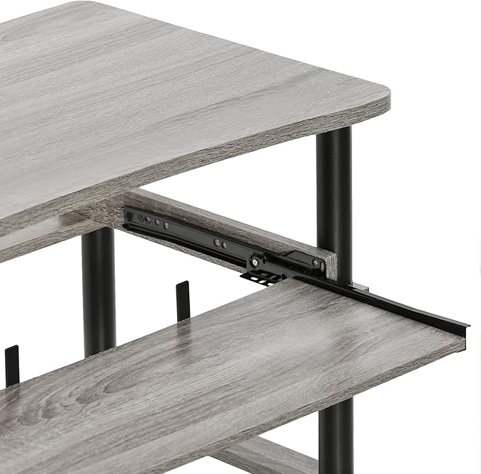 Furinno 10016GYW/BK Home Laptop Notebook Computer Desk, French Oak Grey/Black
