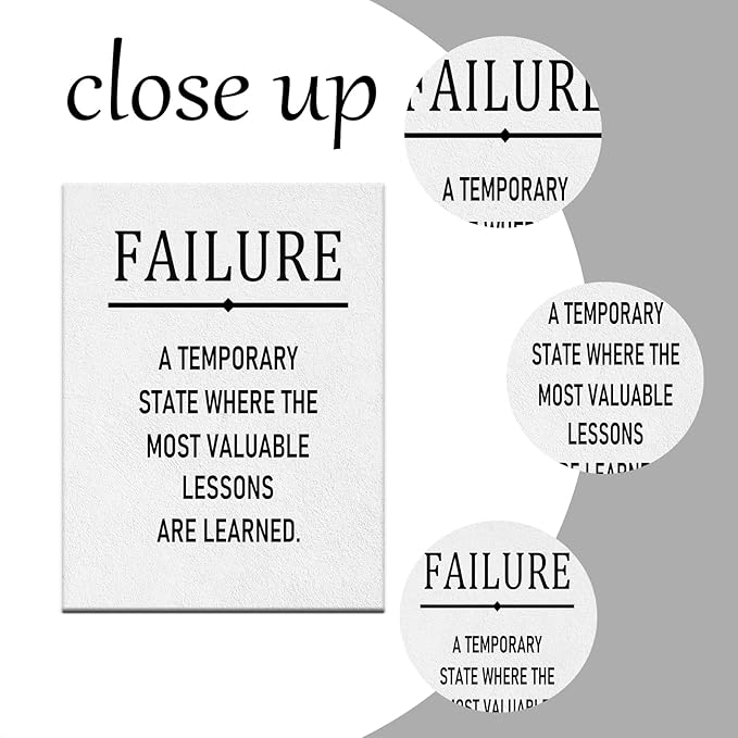 Motivational Canvas Poster Wall Art for Office Temporary Failure Inspirational Quotes Positive Picture Print Wall Decor Artwork for Modern Home Bedroom Workplace Stretched and Framed [18''Hx24''W]