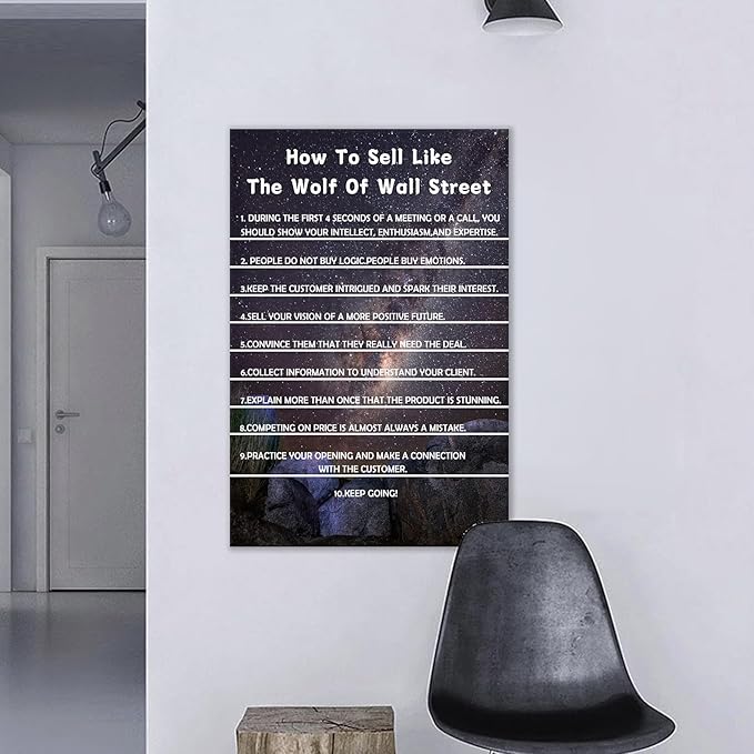 Inspirational Canvas Wall Art Motivational Poster Print Entrepreneur Quotes The Wolf Of Street Picture Painting Wall Decor Artwork for Modern Home Living Room Office Ready to Hang [24''Wx36''H]