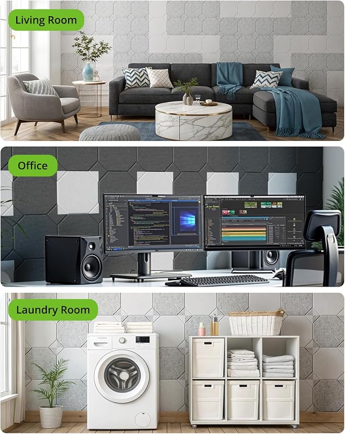 Large Cork Boards for Walls 48" X 36", Felt Bulletin Boards with Self Adhesive, 12 Pack Felt Wall Tiles Alternative Pin Board Cork Boards for Office Classroom Wall Decor White