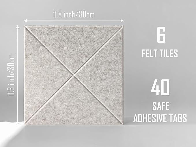Cork Board 24 x36 Alternative - 6 Pack Felt Wall Tiles with Safe Removable Adhesive Tabs, Cork Boards for Walls for Home Office Pin Board Tack Board Bulletin Board - Ivory