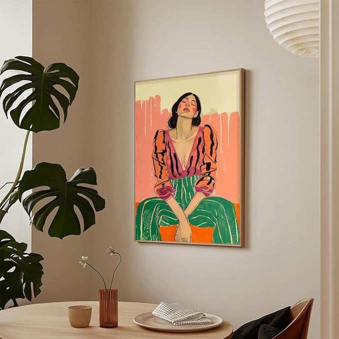 Woman Poster for Room Aesthetic Vintage Woman Wall Art Feminist Posters Women Portrait Painting Confident Female Figure Painting Eclectic Gallery Decor for Bedroom Living Room Dorm 16x24 Inch UnFramed