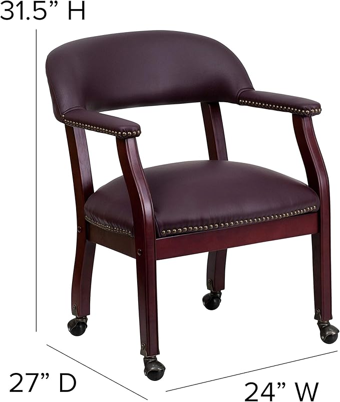 Flash Furniture Diamond Burgundy LeatherSoft Conference Chair with Accent Nail Trim and Casters