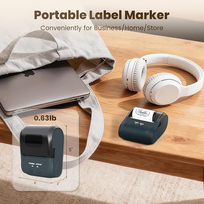 Bluetooth Label Maker Machine Portable Thermal Printer Wireless Inkless Labeler for Small Business Home Office Compatible with iOS Android Mobile (No Labels Included)