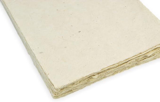 Handmade Lokta Card Stock 5x7 Inch Paper with Deckle Edge. Tree-Free Lokta Paper for Vintage Stationery, Printing, and Decorative Invitations (25 Sheets)