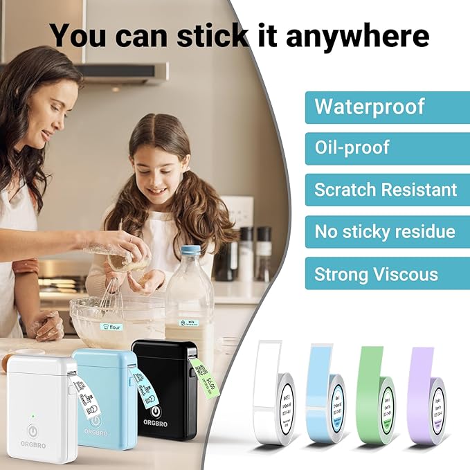 ORGBRO Label Maker Machine with Tape, Random Color-1 Count, X1 Bluetooth Mini Label Printer, Wireless Small Sticker Maker with Versatile App for School Home Office Organization (Random Color)