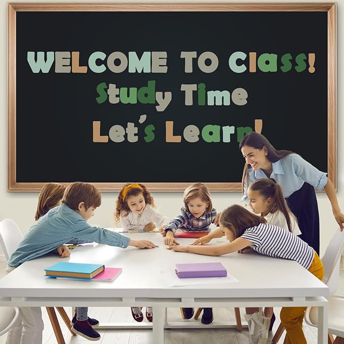 260 PCS Bulletin Board Letters for Classroom 4” Letter Combo Pack Set Sage Green Eucalyptus Classroom Decoration Alphabet Number Symbol Letter for Bulletin Board Cutout Card for Classroom Decor