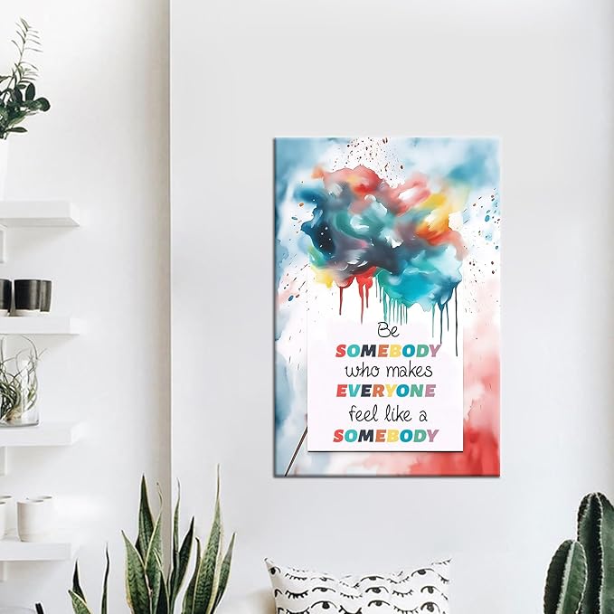 Motivational Wall Art Color Background Inspirational Quotes Poster Print On Canvas for Office Living Room School Office Holtel Wall Decoration Artwork Ready to Hang [24''Wx36''H]