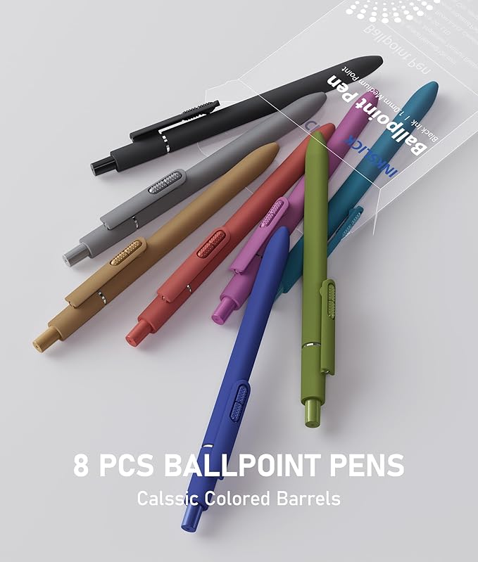 16 Pack Black Pens - 1.0mm Medium Point Ballpoint Pens | Smooth Writing Retractable Black Ink Pen for Nurses, Women, Adults, School, Office (Vintage-16pcs)
