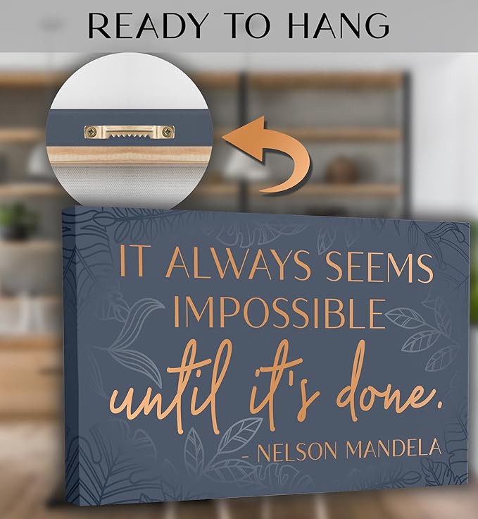 Nelson Mandela Motivational Wall Art – Framed Canvas Poster 10 x 16.5 Inch for Office, Bedroom & Living Room – Inspirational Quote Decor, Mindset & Entrepreneur Wall Art