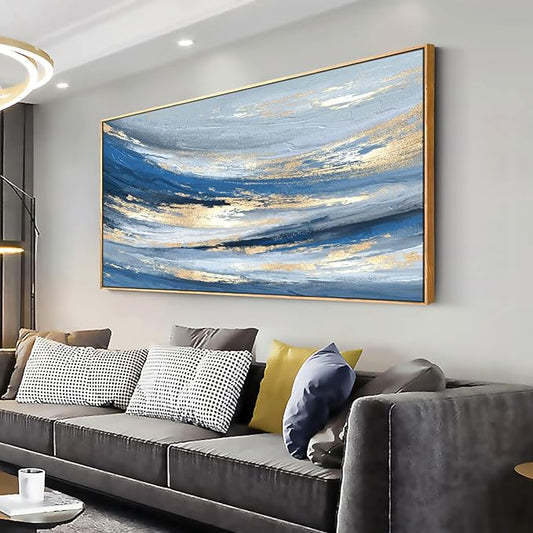 Abstract Wall Art Canvas Paintings Blue Fantasy Modern Large Framed Artwork Decor for Living Room Bedroom Office Painting Home Decor 20"x40"