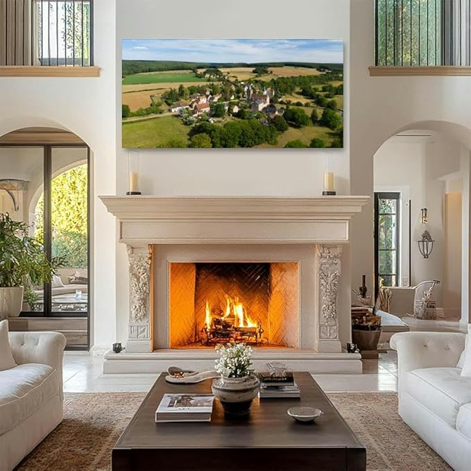The traditional village Beuvron the Burgundy France summer Canvas Wall Art Large Framed Prints Pictures Wall Decor Posters Painting Artwork for Living Room Bedroom Kitchen Bathroom 24x47