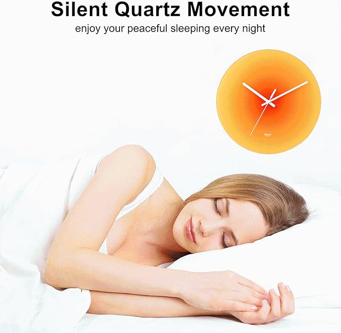 Sunset Wall Clock Non Ticking Wall Clocks Wall Clocks for Living Room Decor Silent Battery Operated Clock for Room/Office/Home/Kitchen Decor (Red) (Red) (Red)