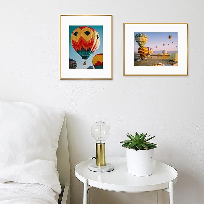 Golden State Art, Gallery Wall Frame Set of 6 - Bronze 16x20 Aluminum Photo Frames with Mat for 11x14 Pictures - 16 x 20 inch Metal Frame with Real Glass Cover - Elegant Home or Office Decor