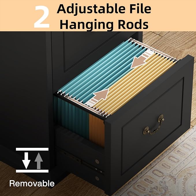 Tribesigns 4-Drawer File Filing Cabinet Set of 2, Vertical File Cabinet Hofice Wood Filing Cabinet for A4 /Letter Size Narrow Tall File Storage for Honhe Office, Black