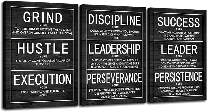 WYJZDZQ8 Inspirational Canvas Wall Art Motivational Poster 3 Pieces Prints Artwork for Living Room Modern Home Decor Inspiring Painting Pictures Stretched and Framed Ready to Hang [60''Wx 28''H]