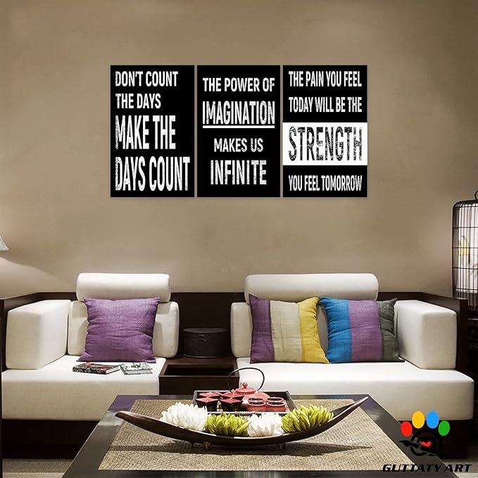 Office Wall Art-3 Panel Motivational Canvas Art for Home Office, Positive Quote Art, Entrepreneur Poster Frame 20'x30'x3Pcs