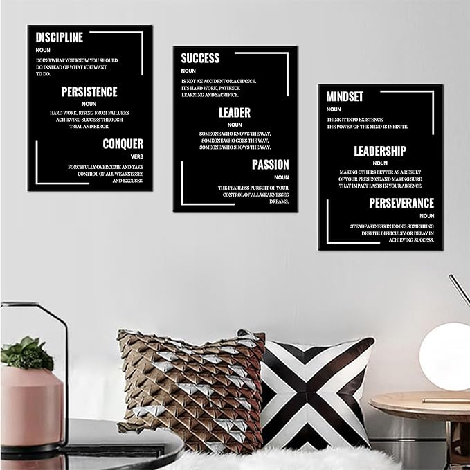 Inspirational Canvas Wall Art 3 Pieces Poster Motivational Entrepreneur Quotes Prints Artwork Home Decor Inspiring Painting Pictures for Bedroom Bathroom Wall Decoration Ready to Hang [36''W x 16''H]