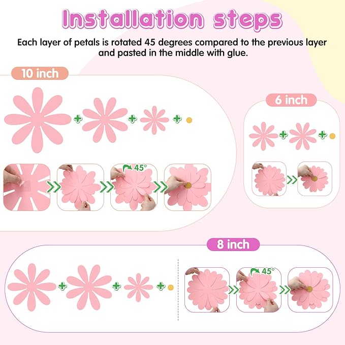 18 Pcs Paper Flowers Decorations for Wall DIY Flower Bulletin Board 3D Fiesta Paper Floral Backdrop Decoration for Photo Backdrop Classroom Back to School Party(Pink Red Series)